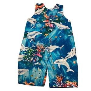 Baby Boys 12 Month Maui Boy Dolphin Under the Sea Reef Overalls 100% Cotton Blue